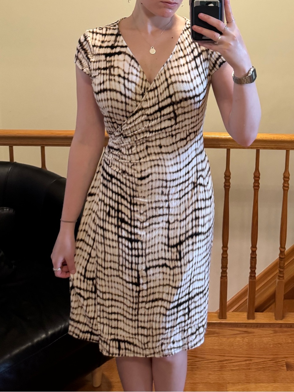 ann taylor brown and beige tie-dye midi dress